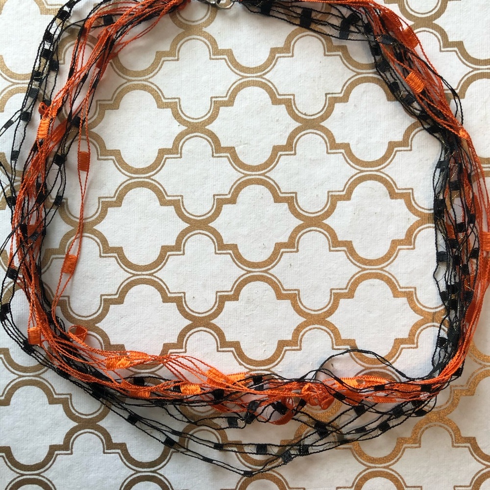 Black and orange ribbon necklace